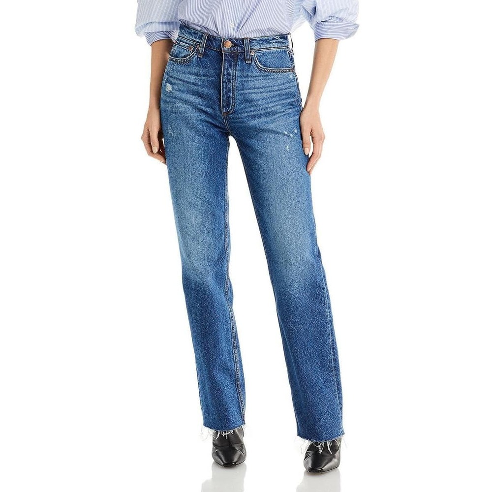 Rag & Bone Women's Alex High-Rise Straight Jeans,‎ Ash, Blue
